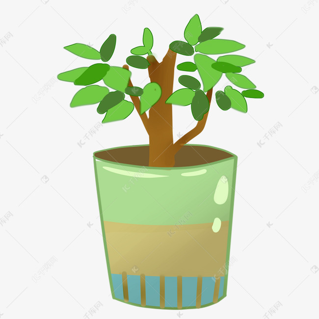 夏天盆栽绿植卡通