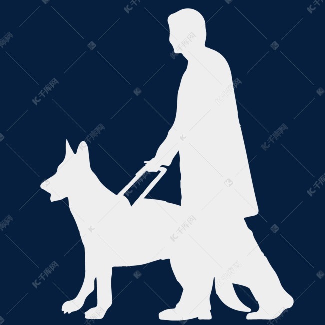国际盲人日导盲犬剪影