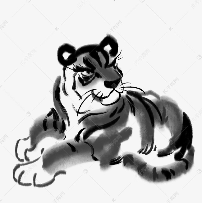 水墨动物老虎