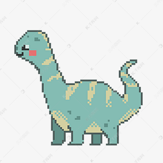 像素风可爱青色恐龙