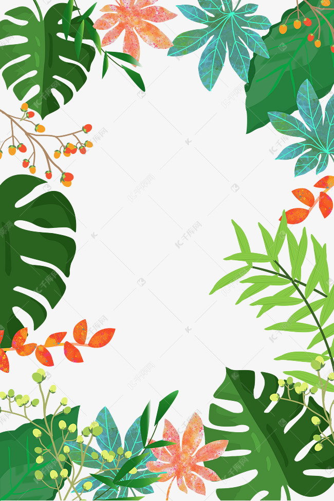 手绘植物花草边框