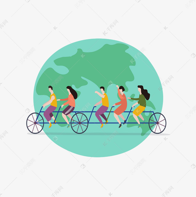 卡通风手绘地球背景骑车运动