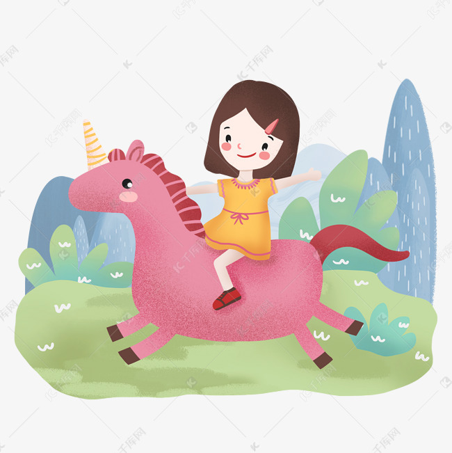 六一儿童节小朋友骑马