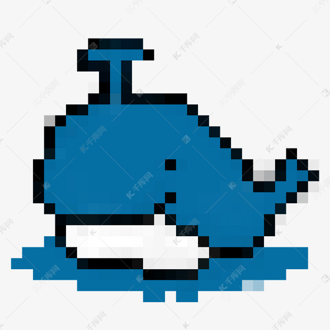 像素风怀旧复古小鲸鱼装饰图案图