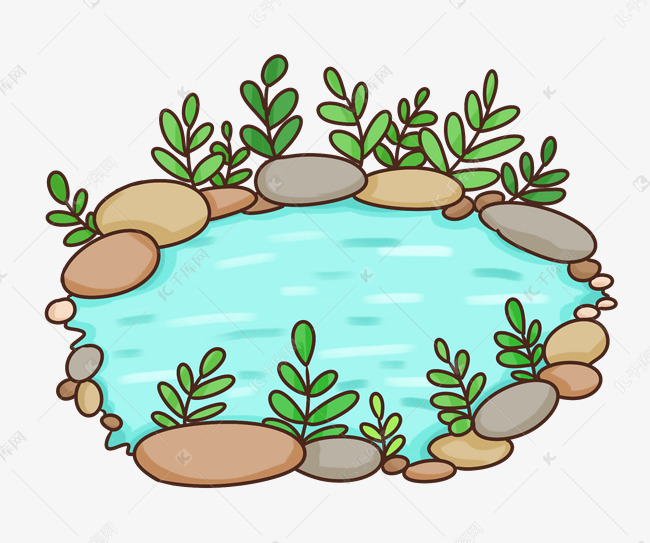 手绘池塘png免抠图