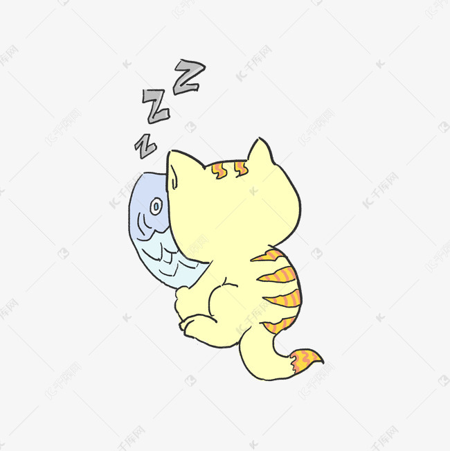 抱着鱼的猫咪png