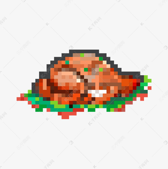 像素风卡通像素画食物烤鸡火鸡
