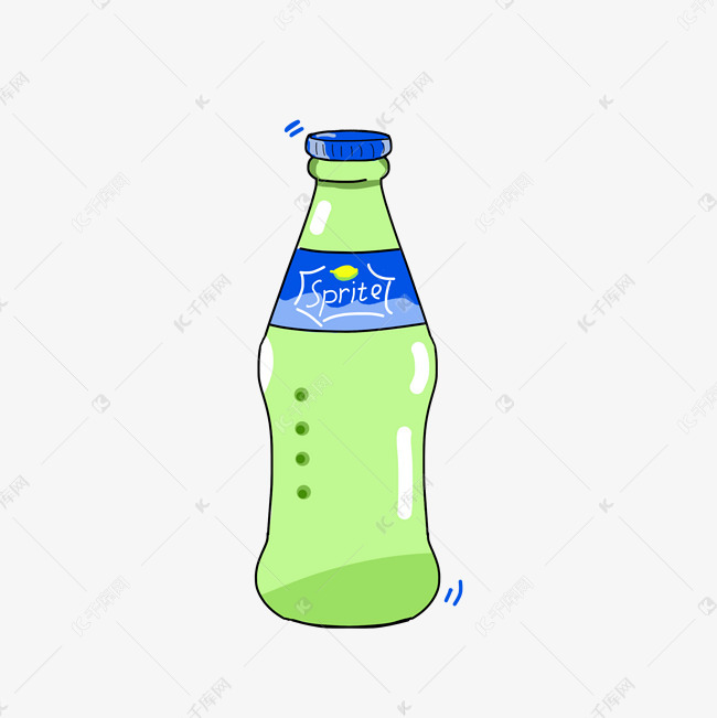 夏日清爽绿色可爱雪碧饮料png