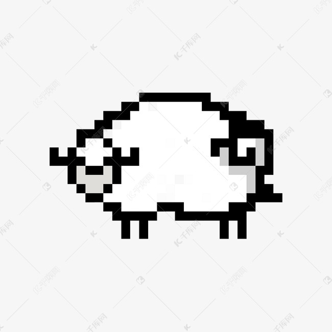 卡通像素可爱动物白色绵羊