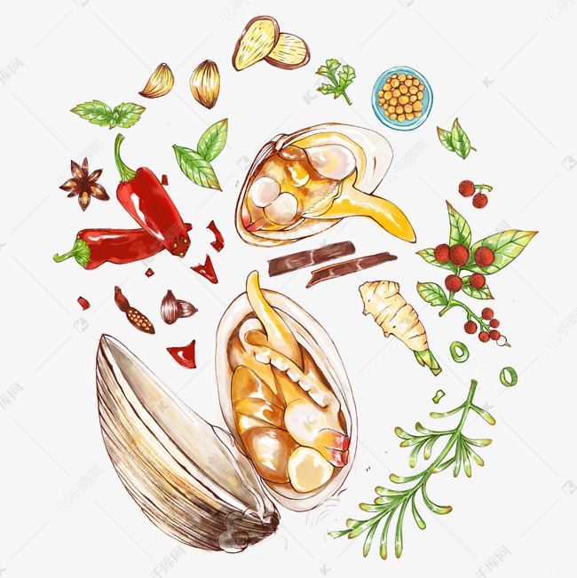 手绘美食麻辣黄蚬子