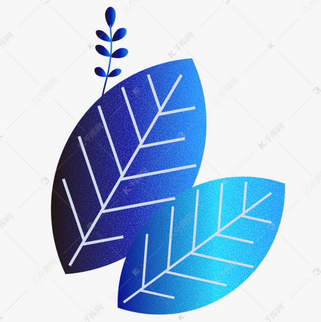 蓝色渐变树叶