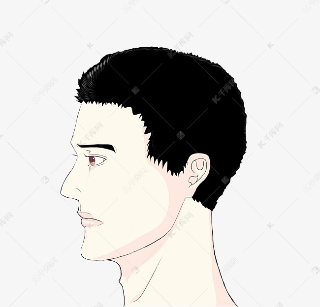 手绘免抠男人侧面头像