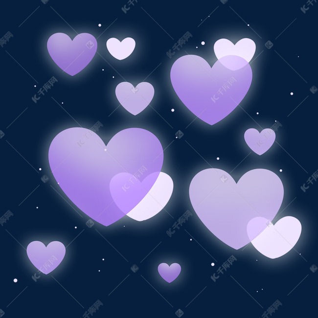 淡紫色浪漫唯美七夕情人节爱心