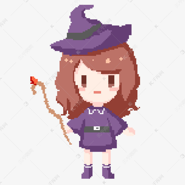 魔法师女孩像素画素材图片免费下载-千库网