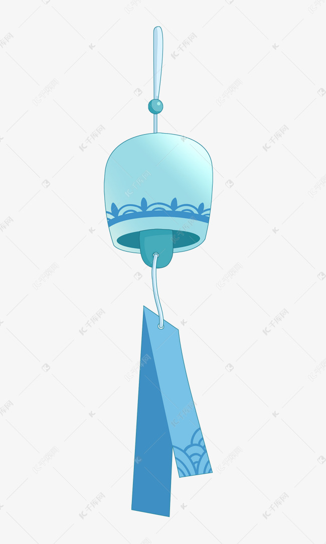 蓝色花纹风铃素材图片免费下载 千库网