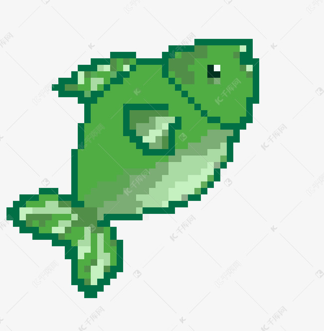 绿色像素画小鱼