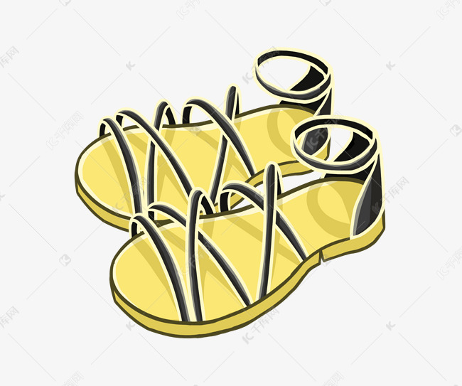 卡通黄色凉鞋素材图片免费下载-千库网
