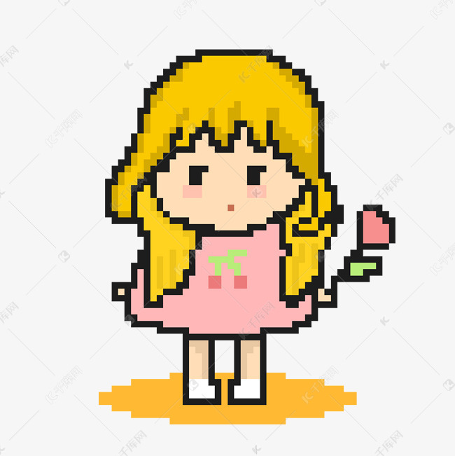 像素风卡通可爱小女孩