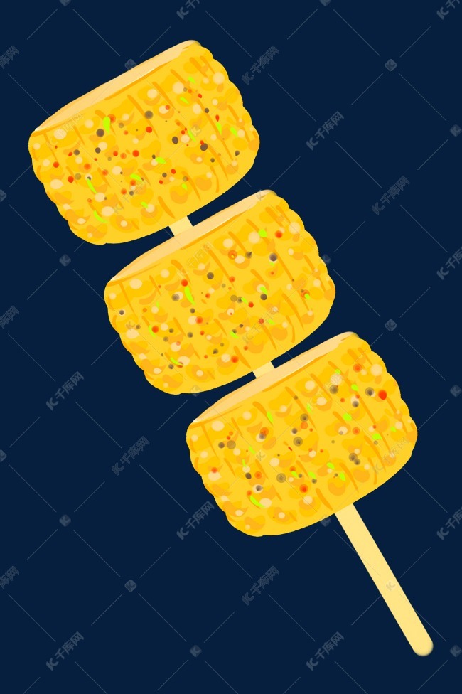 黄色卡通烤玉米