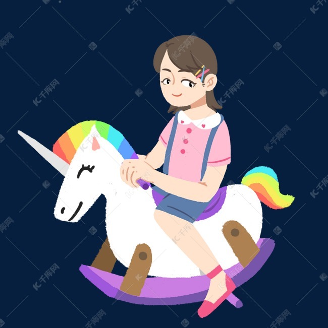坐在木马女孩素材图片免费下载-千库网