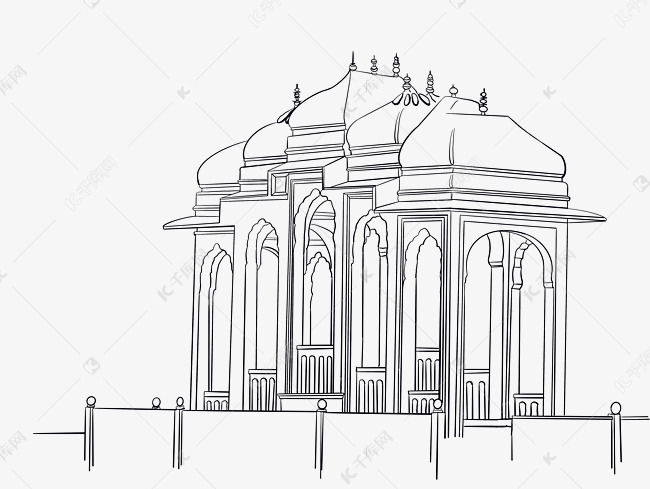 欧式长廊线描建筑