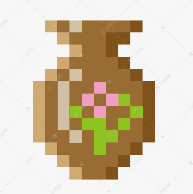 棕色花瓶像素画素材图片免费下载-千库网