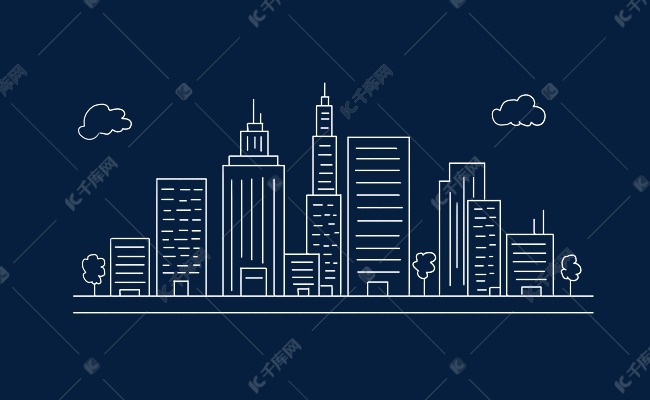 线条场景城市白色线条大楼png