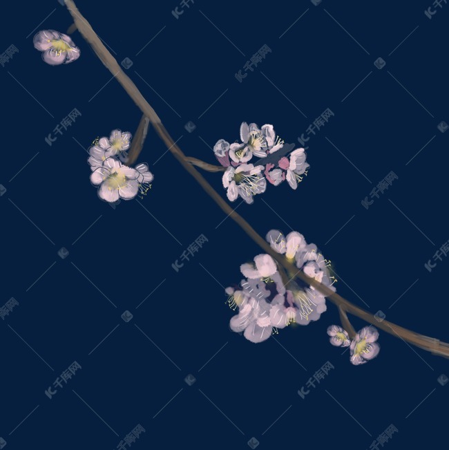 春天粉色手绘杏花