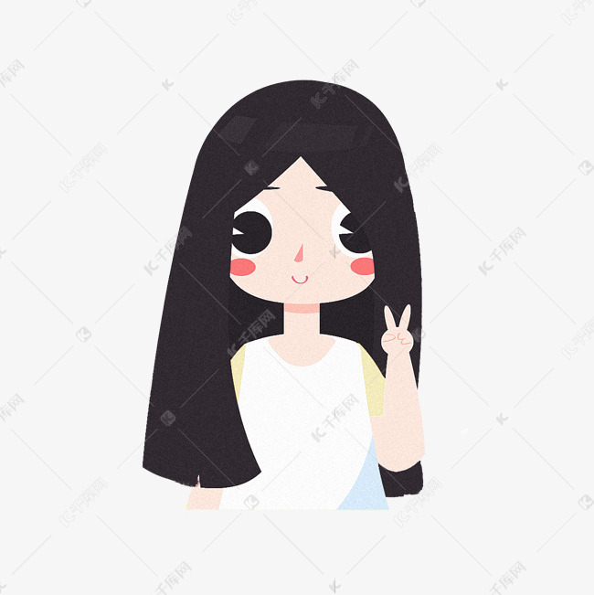 儿童节卡通黑发女孩素材