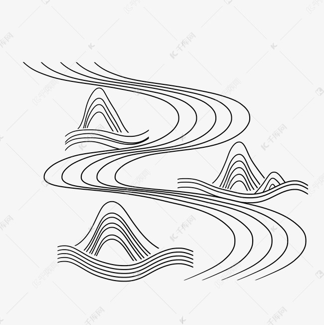 弯曲线性山水