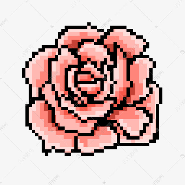 玫瑰花朵像素画