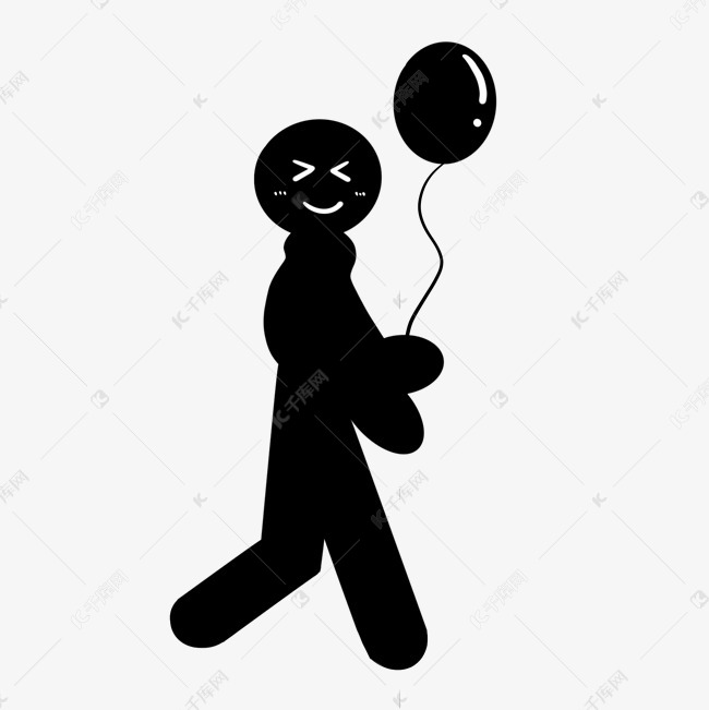 玩气球小人剪影