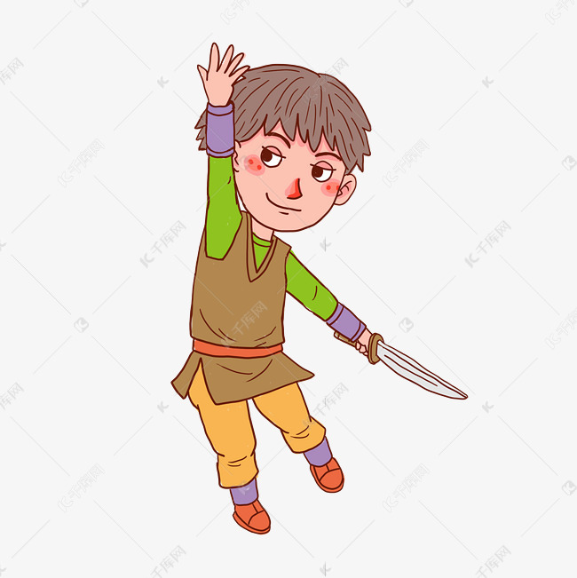 六一儿童节小男孩玩玩具刀