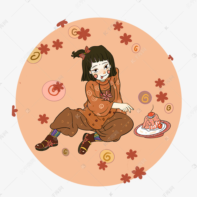 贪吃蛋糕的个性女孩