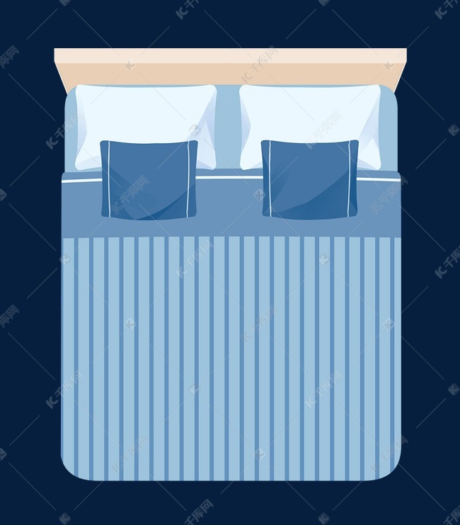 双人床蓝色床铺素材图片免费下载-千库网