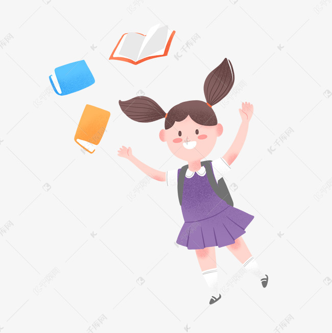 可爱儿童节女孩扔书