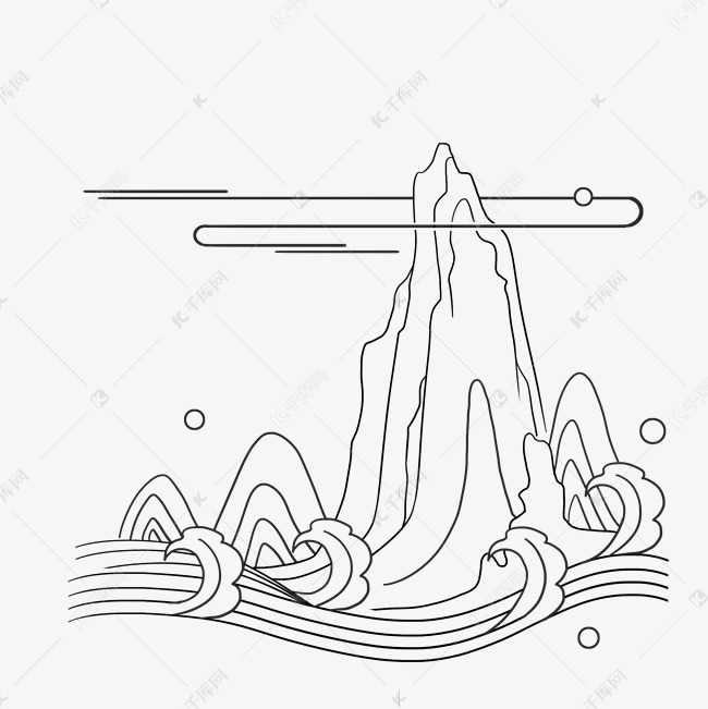 简约线性黑色山水