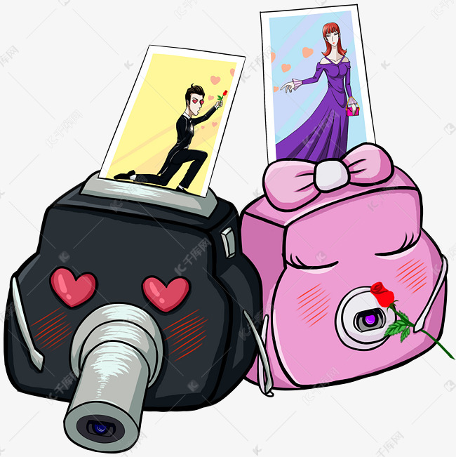 爱情彩色卡通其他傻瓜相机png