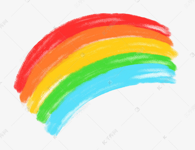 蜡笔风格彩虹png免抠图