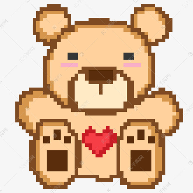 像素画动物可爱小熊卡通