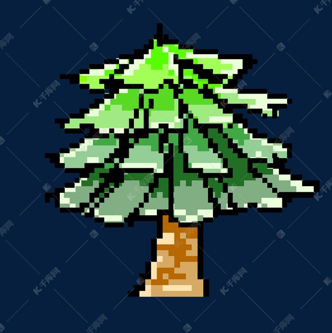 春季植物松树像素画