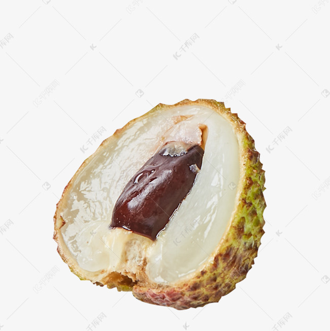 切开一半的一粒荔枝免抠图