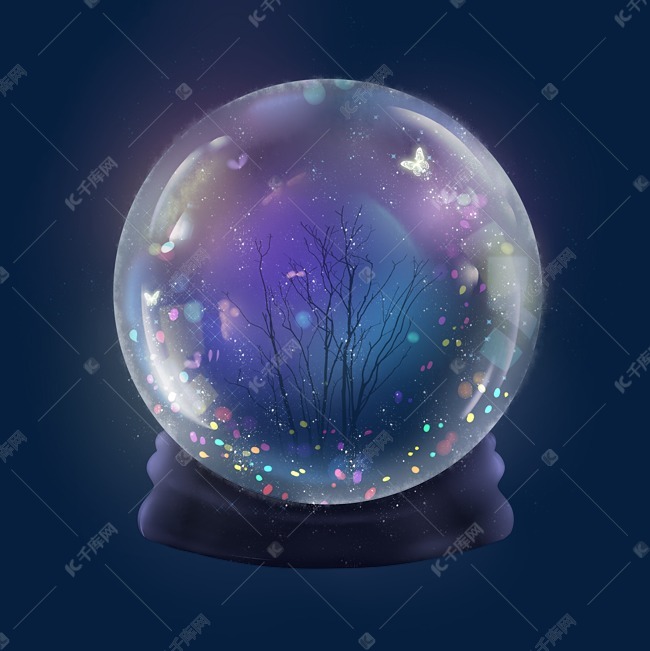 水晶球立体彩色发光梦幻手绘