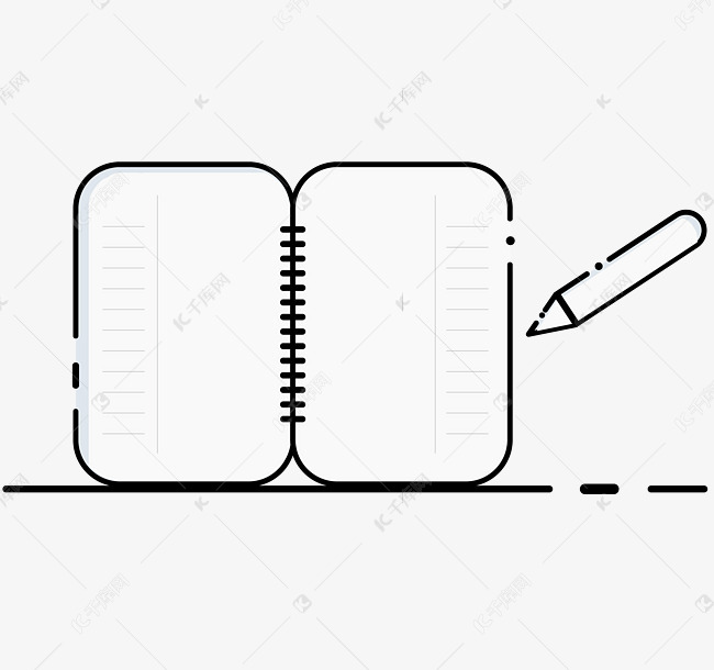 线条风笔记本,笔免抠元素