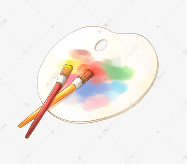 手绘调色板和画笔png