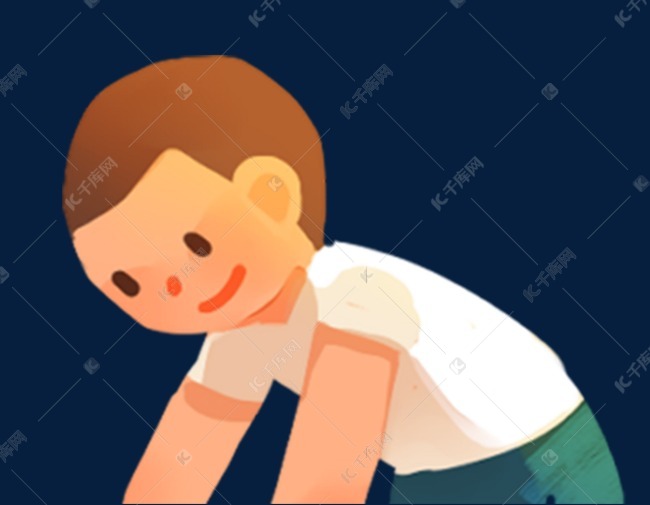 弯腰劳作的少年