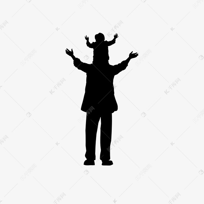 父亲节父子黑白剪影