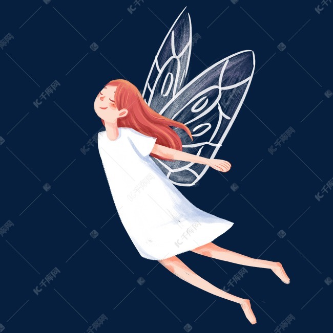 白色飞舞的女孩元素