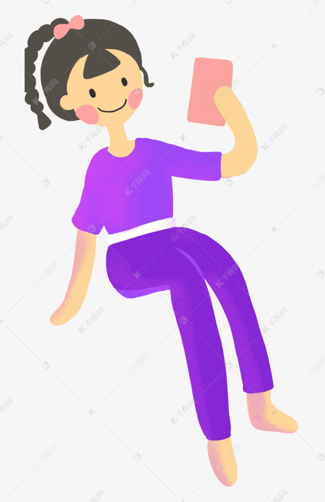 手拿手机卡通女孩