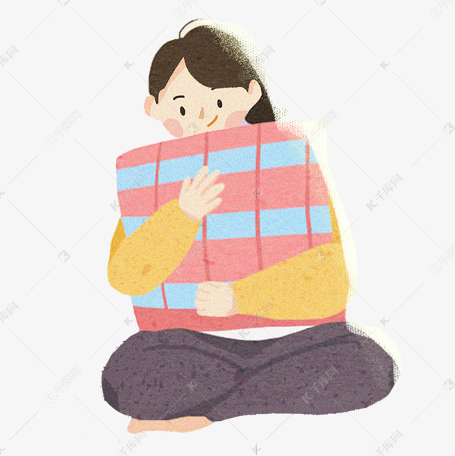抱着被子的美女